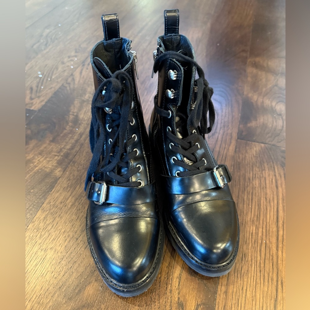 AllSaints Black Leather Combat Boots